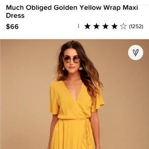 Lulus Golden Yellow “Much Obliged” Wrap Dress - Medium